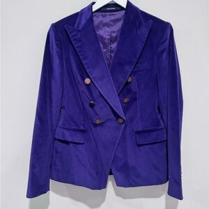 Women's Tagliatore Purple Double-Breasted Velvet Blazer